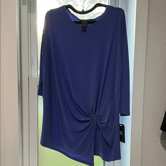 CLARA SUNWOO Tops - Clara Sun Woo Royal Blue Periwinkle Twist Detail Blouse